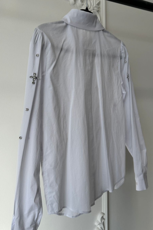 半袖 Samoa pattern Swarovski Long T-shirt White Samina White Jersey T-shirt | Stenstroms.com